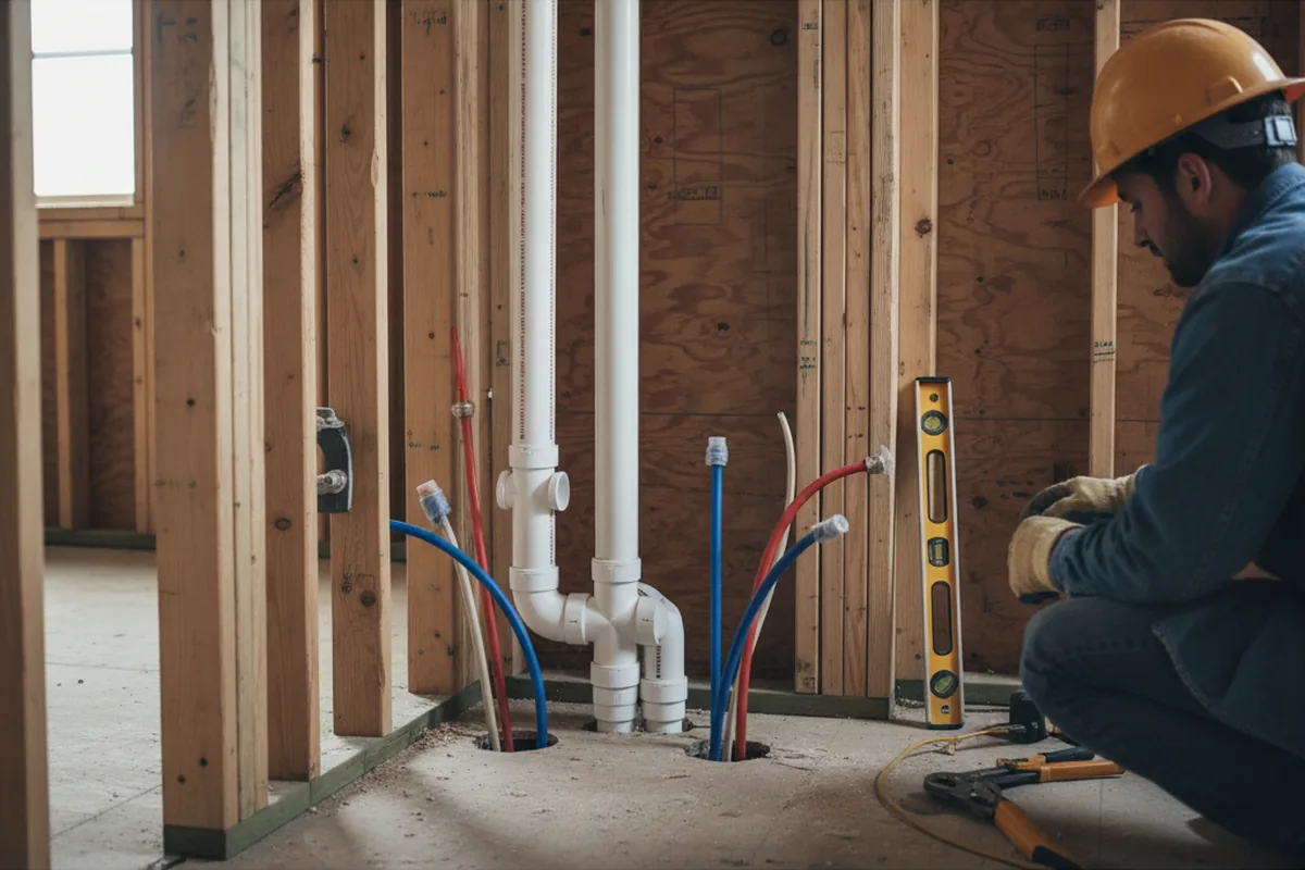 Drain and supply rough-in during Leak Detection in Haleyville